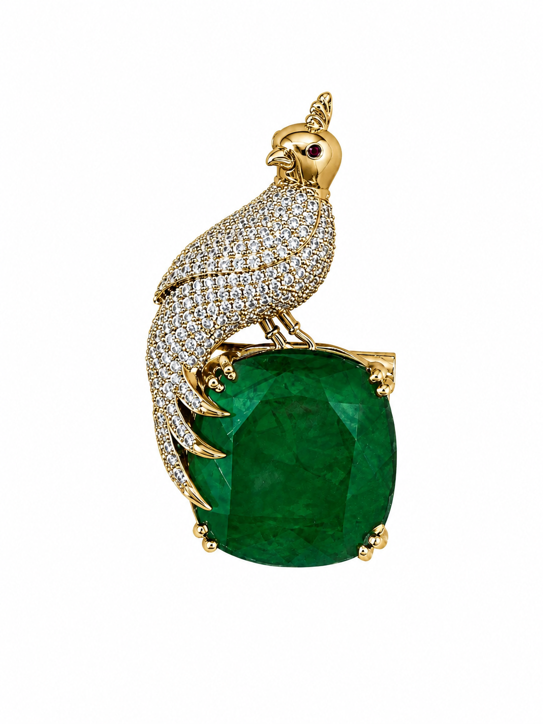 BIRD WITH GREEN STONE
