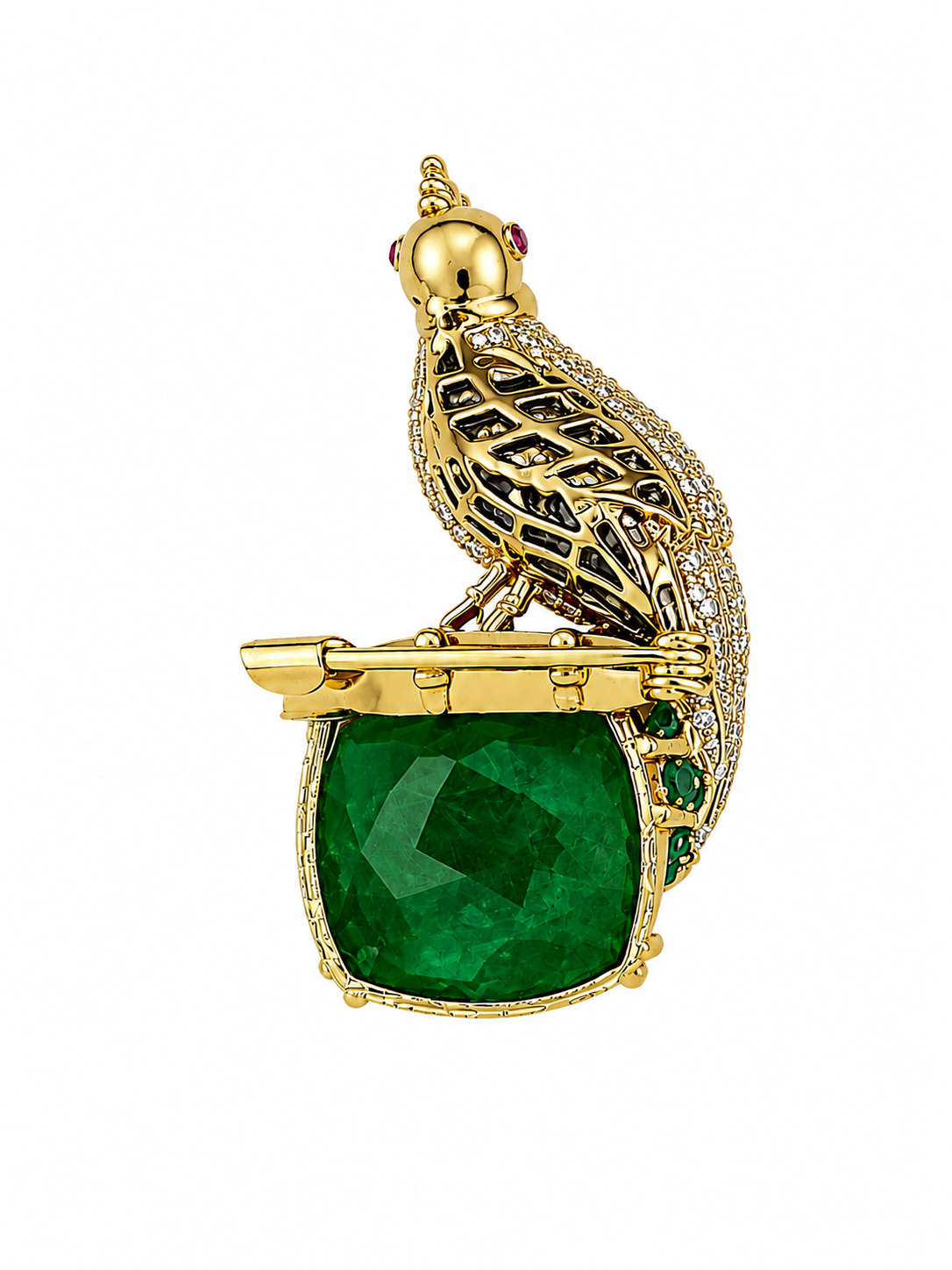 BIRD WITH GREEN STONE — alternate view