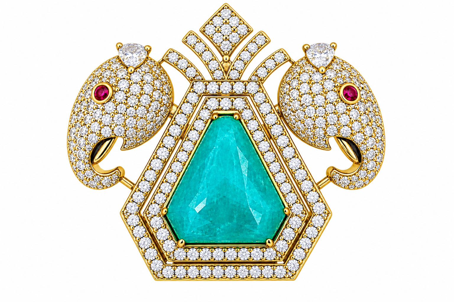 DOUBLE SIDE ELEPHANT WITH GREEN STONE