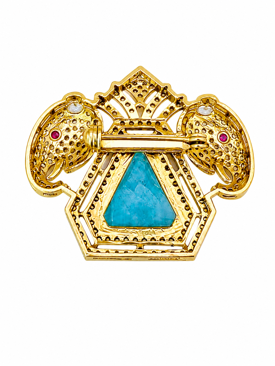 DOUBLE SIDE ELEPHANT WITH GREEN STONE — alternate view