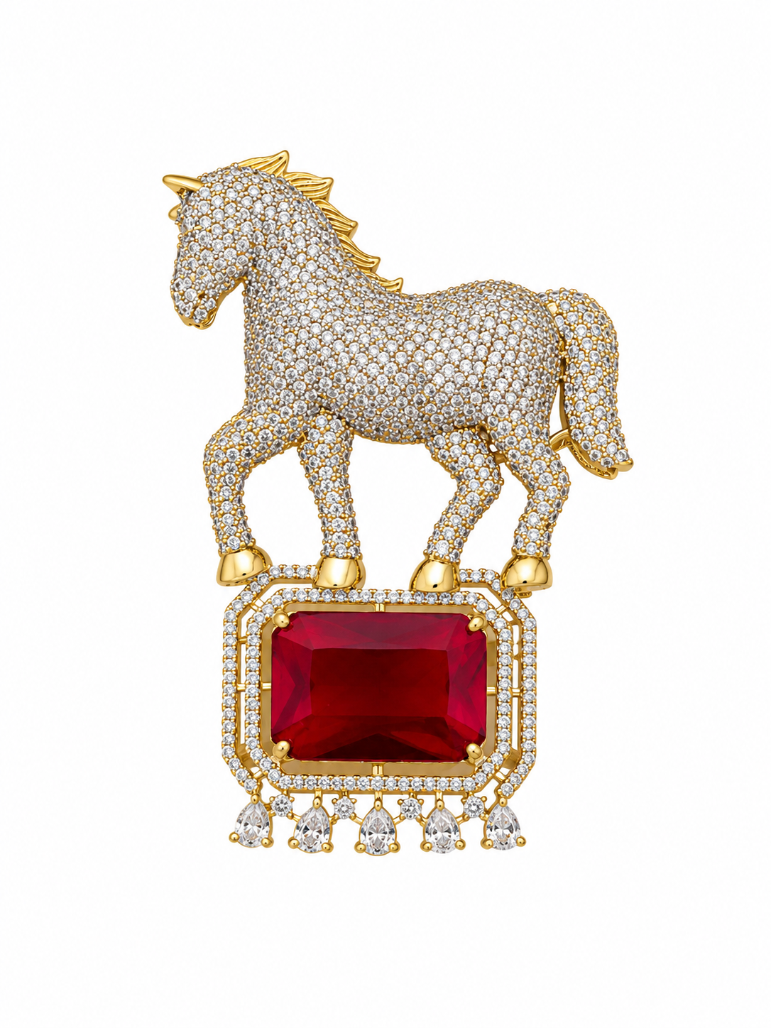 GP HORSE WITH RED STONE