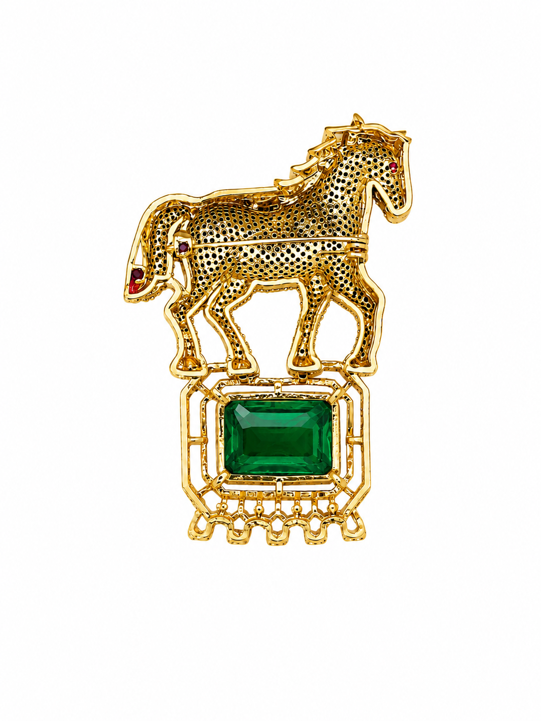 GP HORSE WITH RED STONE — alternate view